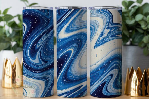 Abstract Blue Fluid Art Tumbler Wraps Graphics Review