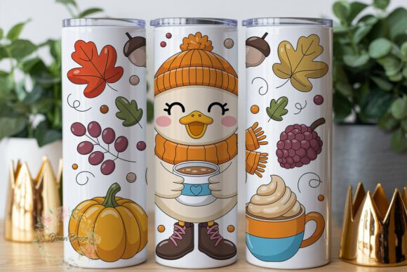 Autumn Duck Hot Cocoa 20oz Tumbler Wrap Graphics