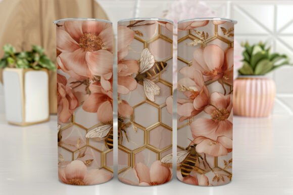 Bee Honeycomb Floral 20oz Tumbler Graphics Wrap