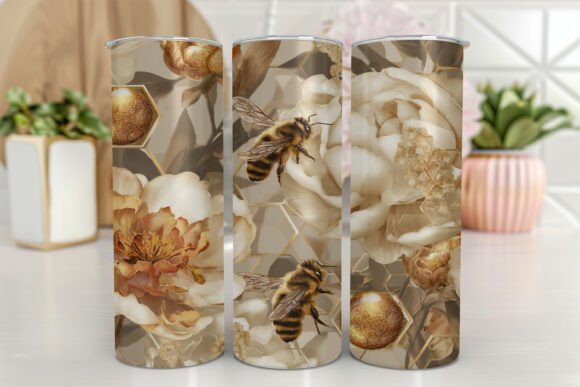 Bee Honeycomb Floral Tumbler Wrap 20oz Graphics