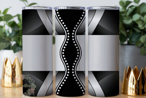 Black Carbon Fiber Silver 20oz Tumbler Graphics for Tumbler Wraps