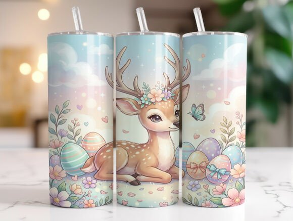 Cute Deer Easter Eggs Pastel Tumbler PNG Graphics Review for Blog Publishing