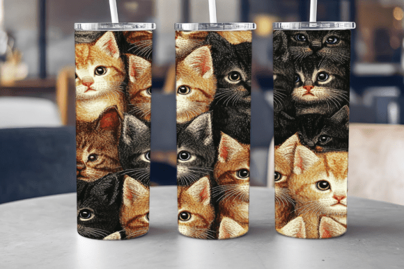 Cute Kitten Parade Tumbler Graphics for Tumbler Wraps
