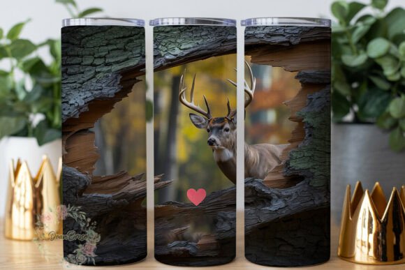 Deer Forest Bark Tumbler Wrap Graphics for Crafters