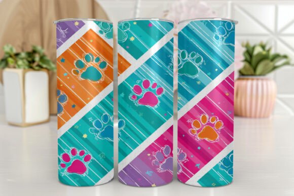 Dog Paws Bones Tumbler Wrap Sublimation Graphics for Tumbler Wraps