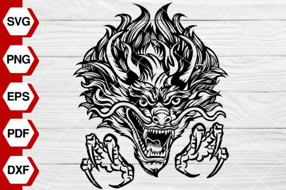Dragon Head SVG for Graphics & Illustrations