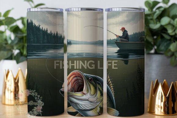 Fishing Life Tumbler Wrap Graphics for Local Brands