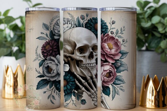 Floral Skull Skeleton Hand Tumbler Wrap Graphics Review