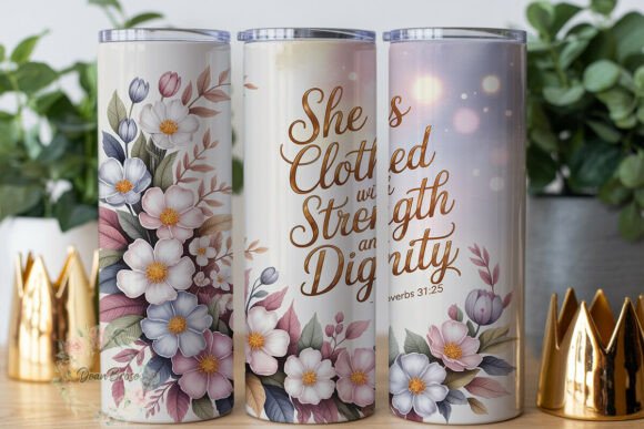Floral Strength Dignity 20oz Tumbler Graphics & Wraps