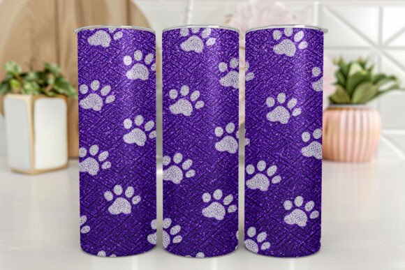 Glitter Dog Paw Tumbler Wrap 20 Oz Graphics & Tumbler Wraps