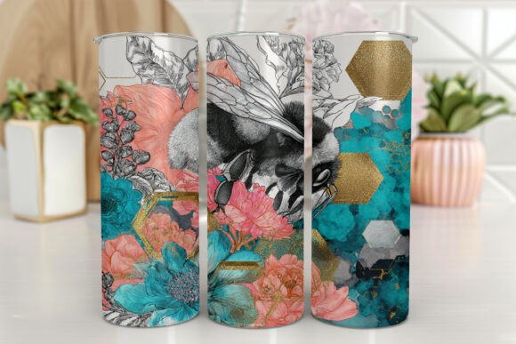 Gold Bee Honeycomb 20oz Skinny Tumbler Graphics & Tumbler Wraps