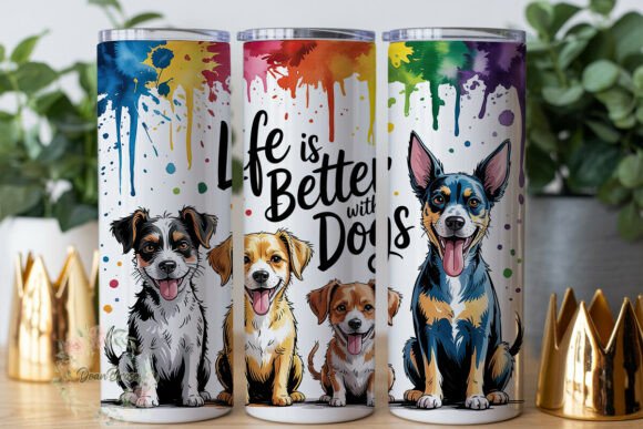 Happy Dog Life Tumbler Wrap PNG for Tumbler Wraps Graphics