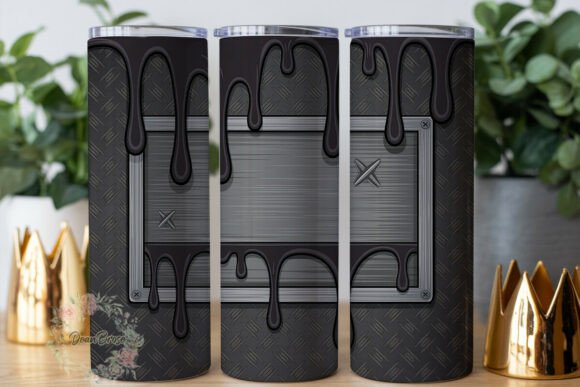 Industrial Black Drip Tumbler Wrap PNG: Graphics & Tumbler Wraps