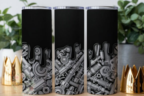 Industrial Gears Drip Graphics for Tumbler Wraps