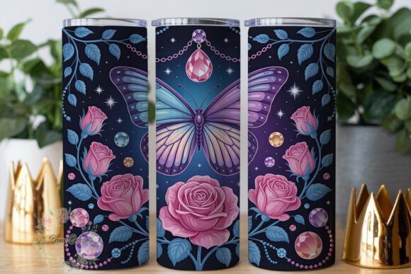 Jeweled Butterfly Roses Graphics & Wraps