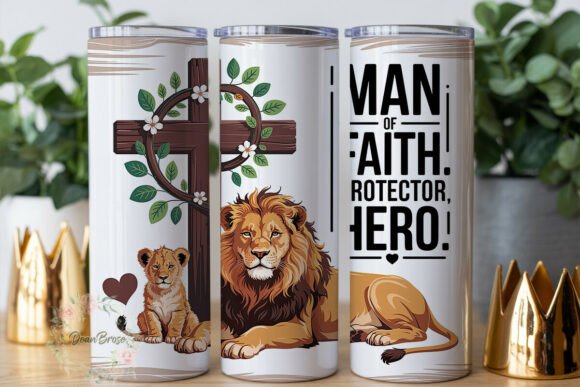 Lion Cross Faith 20oz Tumbler Wrap Graphics