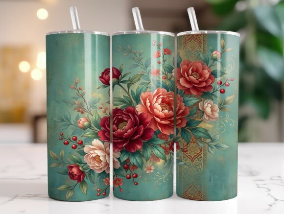 Oriental Peony Bouquet Tumbler Wraps Graphics Review