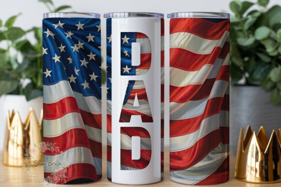 Patriotic DAD Flag 20oz Tumbler Wrap Graphics for Tumbler Wraps
