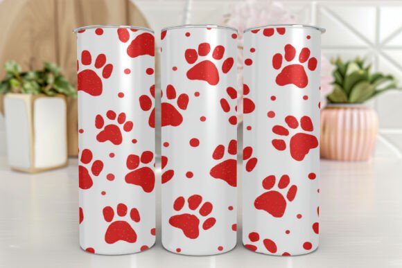 Pink Dog Paw Prints: Skinny Tumbler Graphics & Wraps