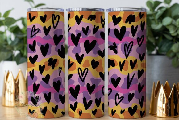 Pink Purple Hearts Leopard 20oz Tumbler Wraps & Graphics