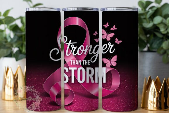 Pink Ribbon Glitter Tumbler Wrap Graphics