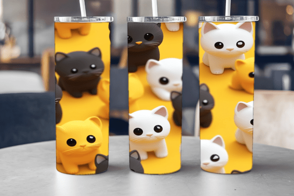 Playful Meets Professional: Cartoon Kitty Tumbler Wraps & Graphics