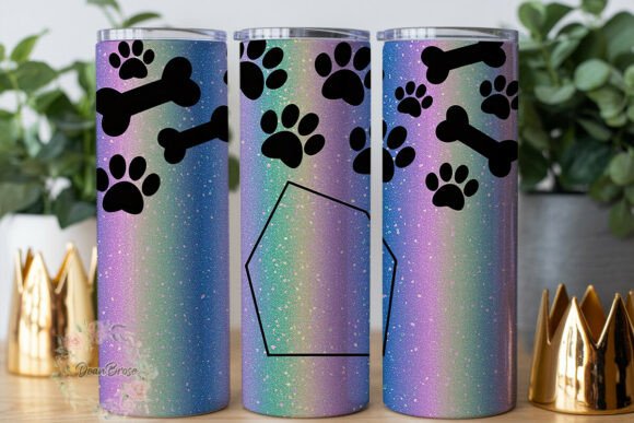 Purple Glitter Paw Print 20oz Tumbler Wraps Graphics