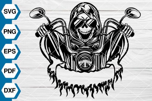 Skull Biker SVG: Motorbike Graphics & Illustrations